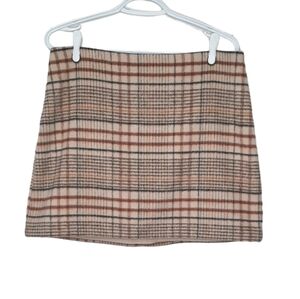 Joie Check Plaid Plush Mini Skirt Lined Light Academia Womens Size Large